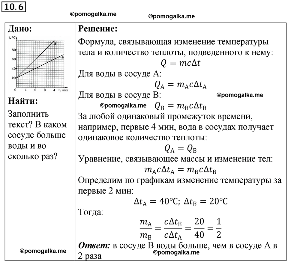номер 10.6 физика 8 класс Ханнанова рабочая тетрадь 2025 год
