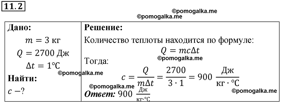 номер 11.2 физика 8 класс Ханнанова рабочая тетрадь 2025 год