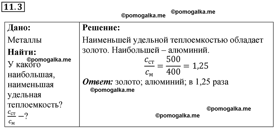 номер 11.3 физика 8 класс Ханнанова рабочая тетрадь 2025 год