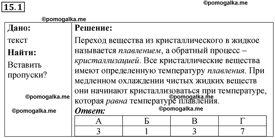 номер 15.1 физика 8 класс Ханнанова рабочая тетрадь 2025 год