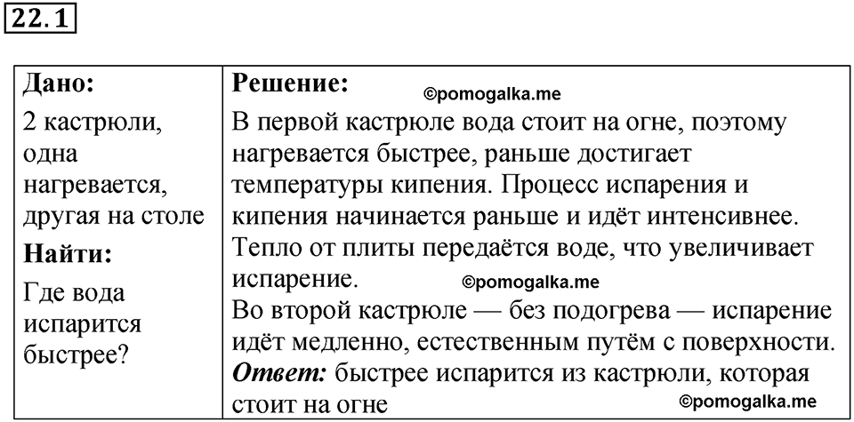номер 22.1 физика 8 класс Ханнанова рабочая тетрадь 2025 год