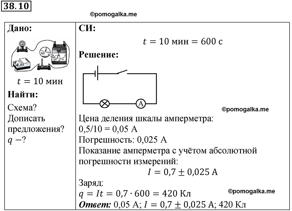 номер 38.10 физика 8 класс Ханнанова рабочая тетрадь 2025 год