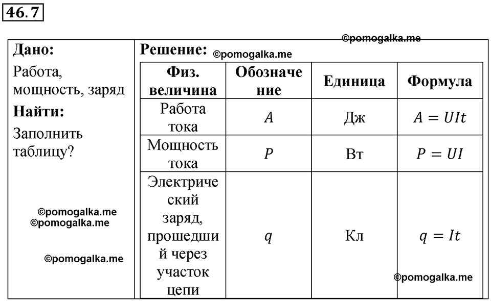 номер 46.7 физика 8 класс Ханнанова рабочая тетрадь 2025 год
