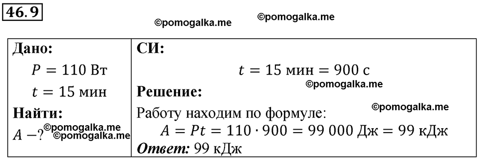 номер 46.9 физика 8 класс Ханнанова рабочая тетрадь 2025 год