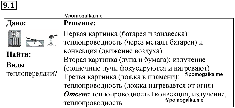 номер 9.1 физика 8 класс Ханнанова рабочая тетрадь 2025 год