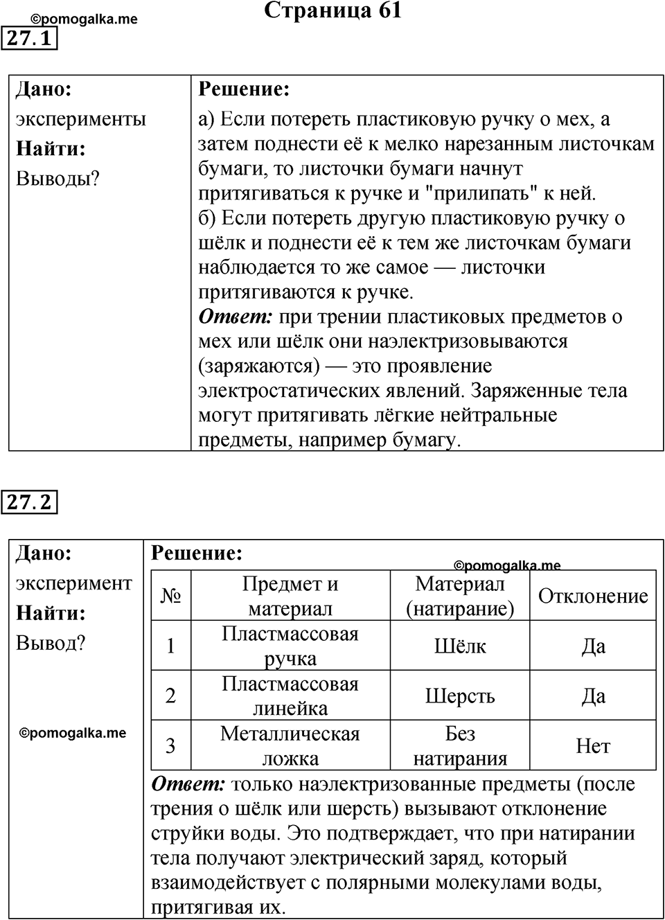 страница 61 физика 8 класс Ханнанова рабочая тетрадь 2025 год