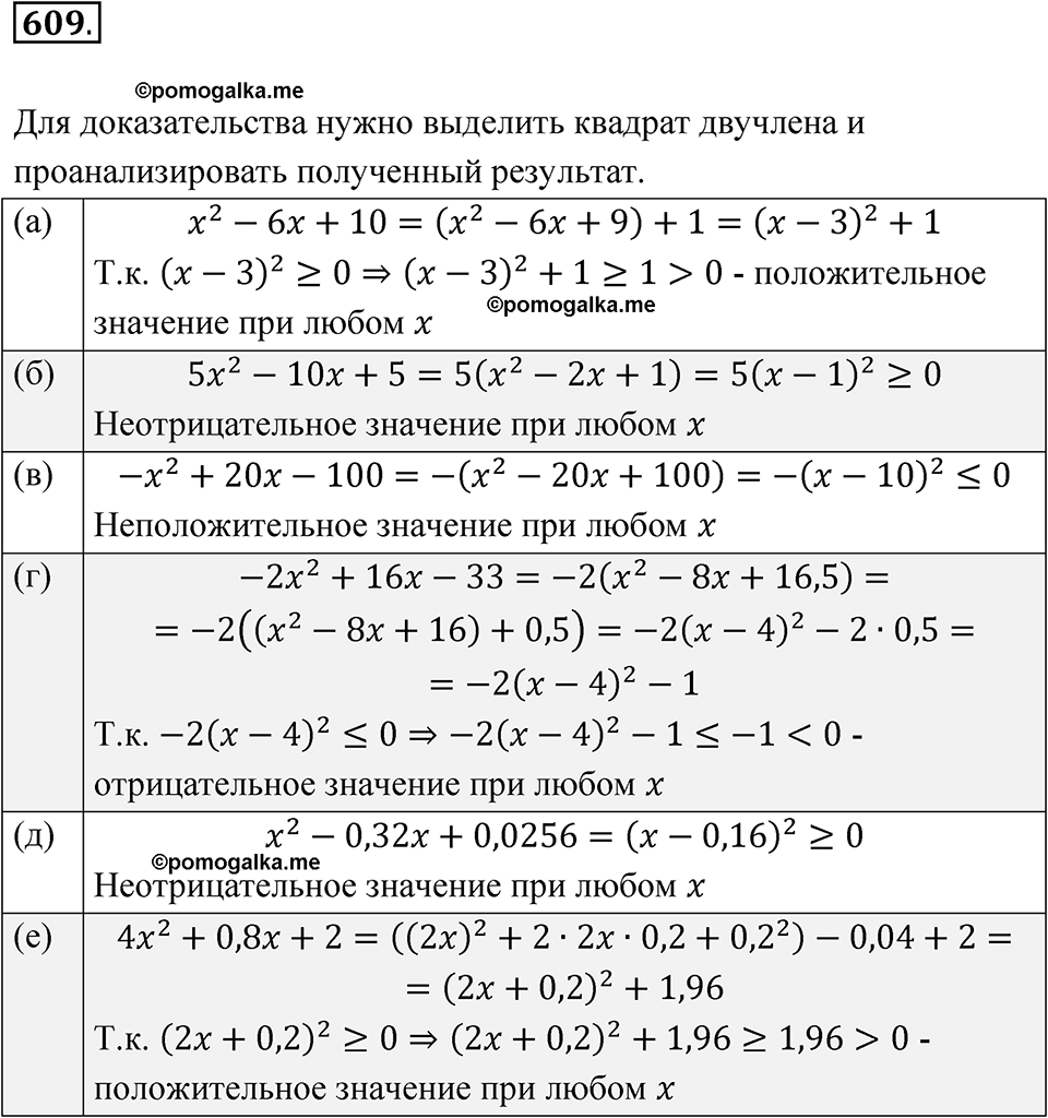страница 140 номер 609 алгебра 8 класс Макарычев 2023 год