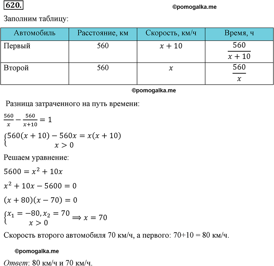 страница 146 номер 620 алгебра 8 класс Макарычев 2013 год