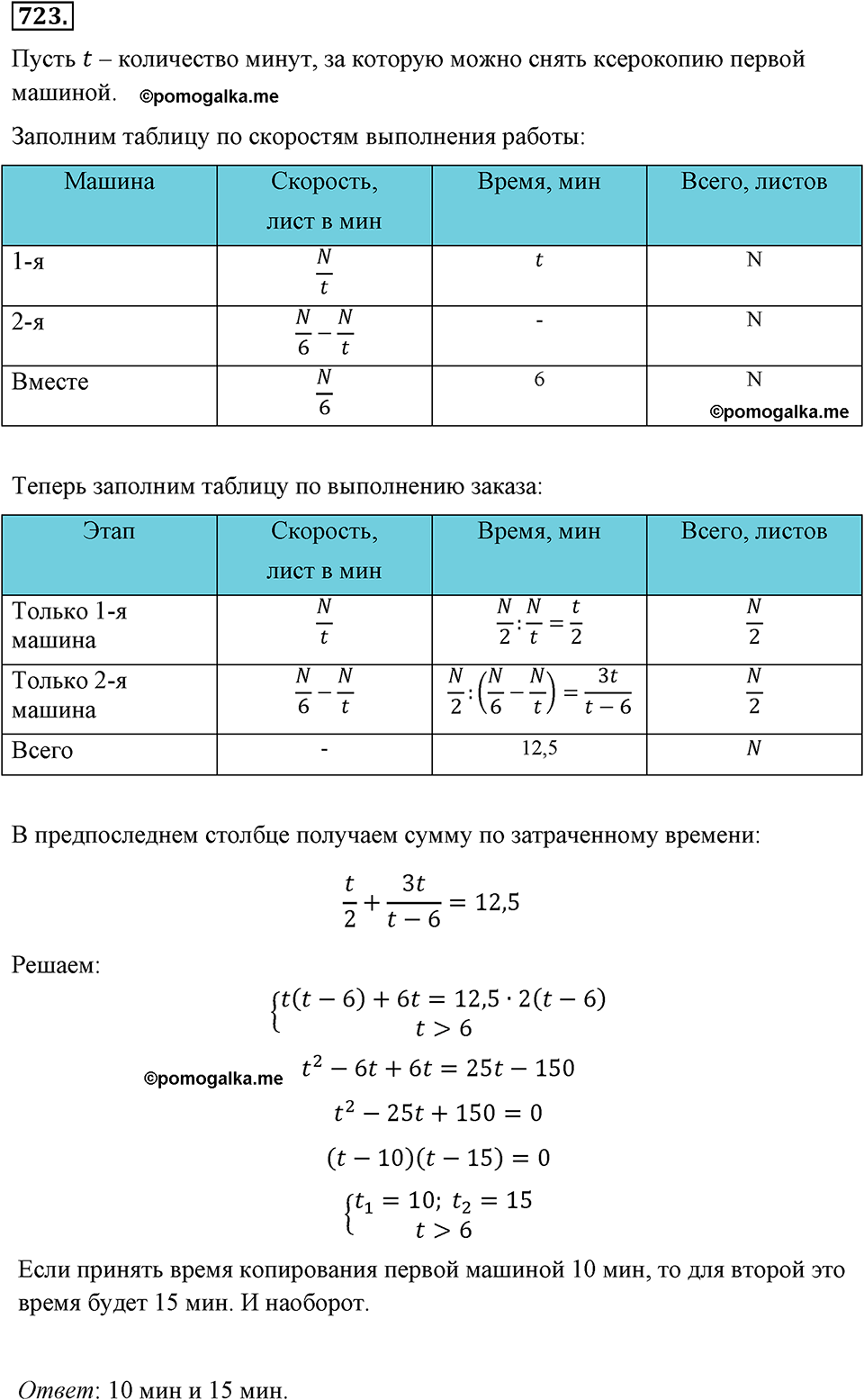 страница 159 номер 723 алгебра 8 класс Макарычев 2013 год