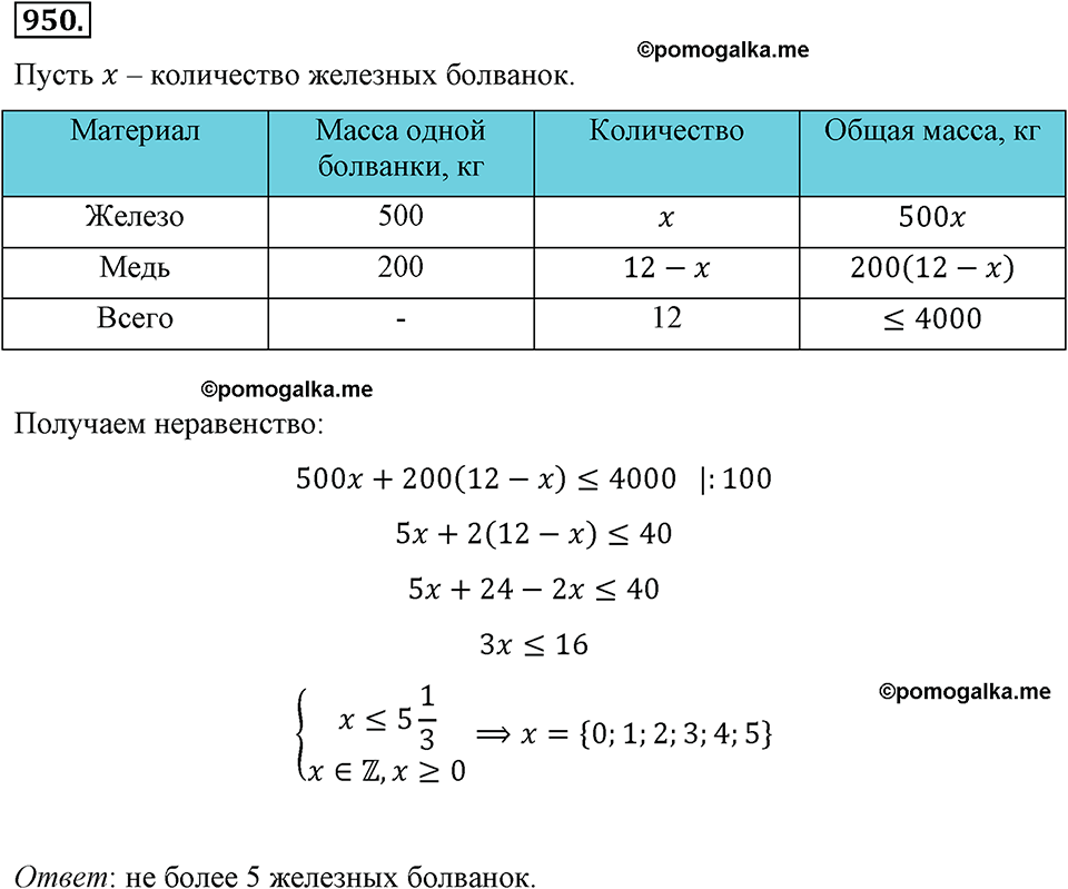 страница 210 номер 950 алгебра 8 класс Макарычев 2013 год