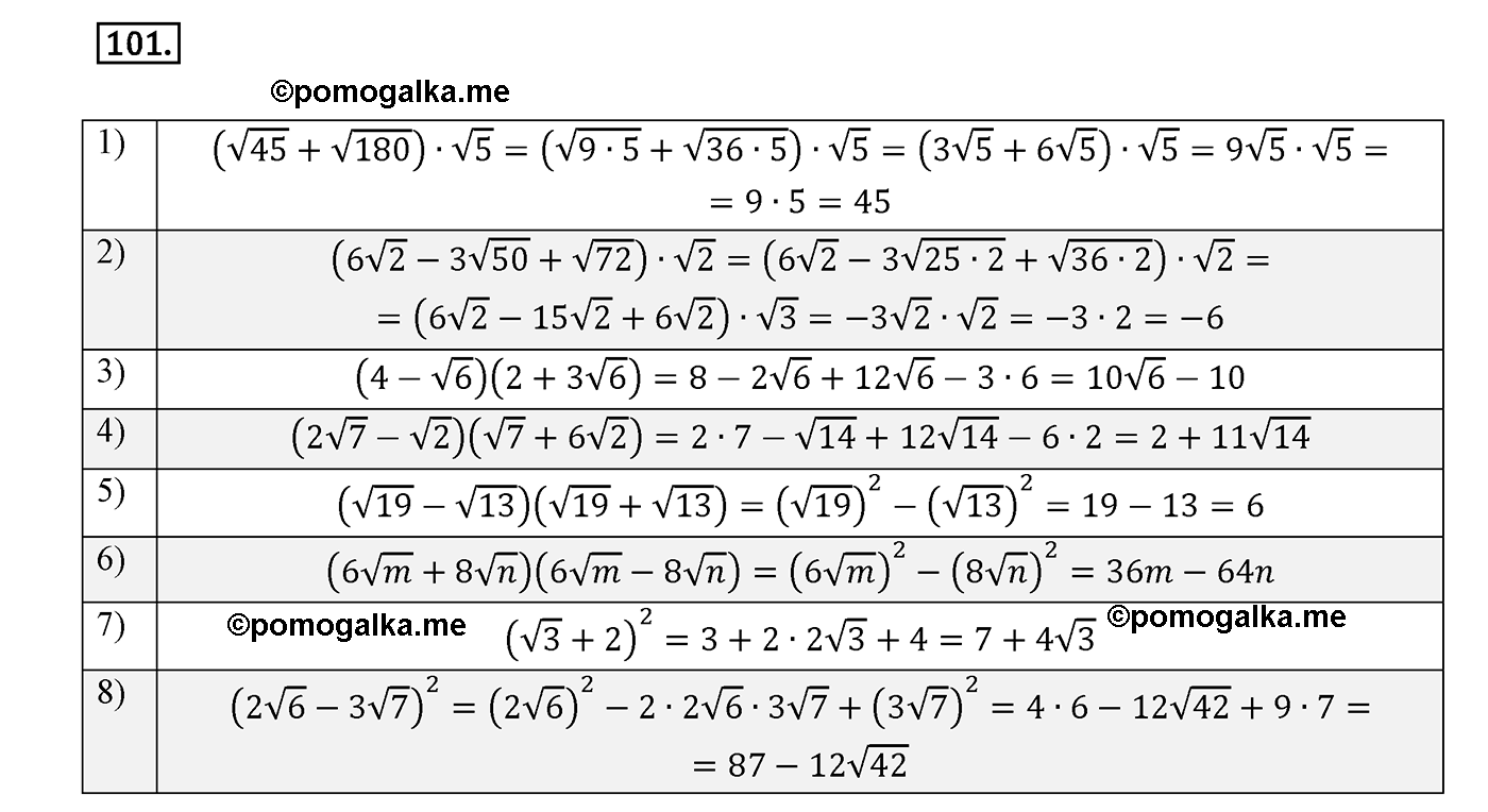 страница 76 вариант 3 номер 101 алгебра 8 класс Мерзляк дидактичечкий материал 2021 год