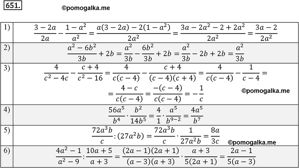 страница 163 задача 651 алгебра 8 класс Мерзляк 2019 год