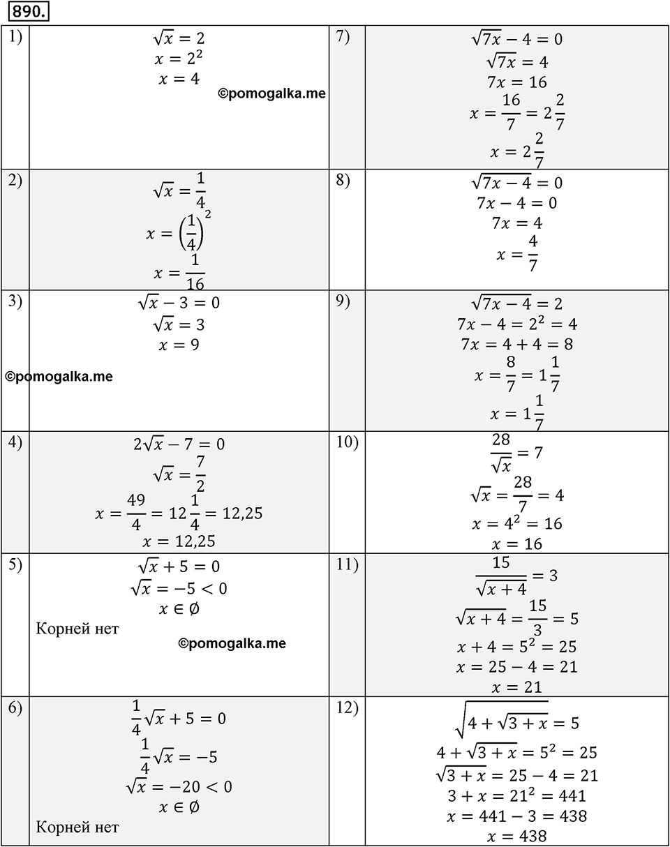 Номер 890 - ГДЗ по алгебре за 8 класс Мерзляк, Полонский ответы из учебника