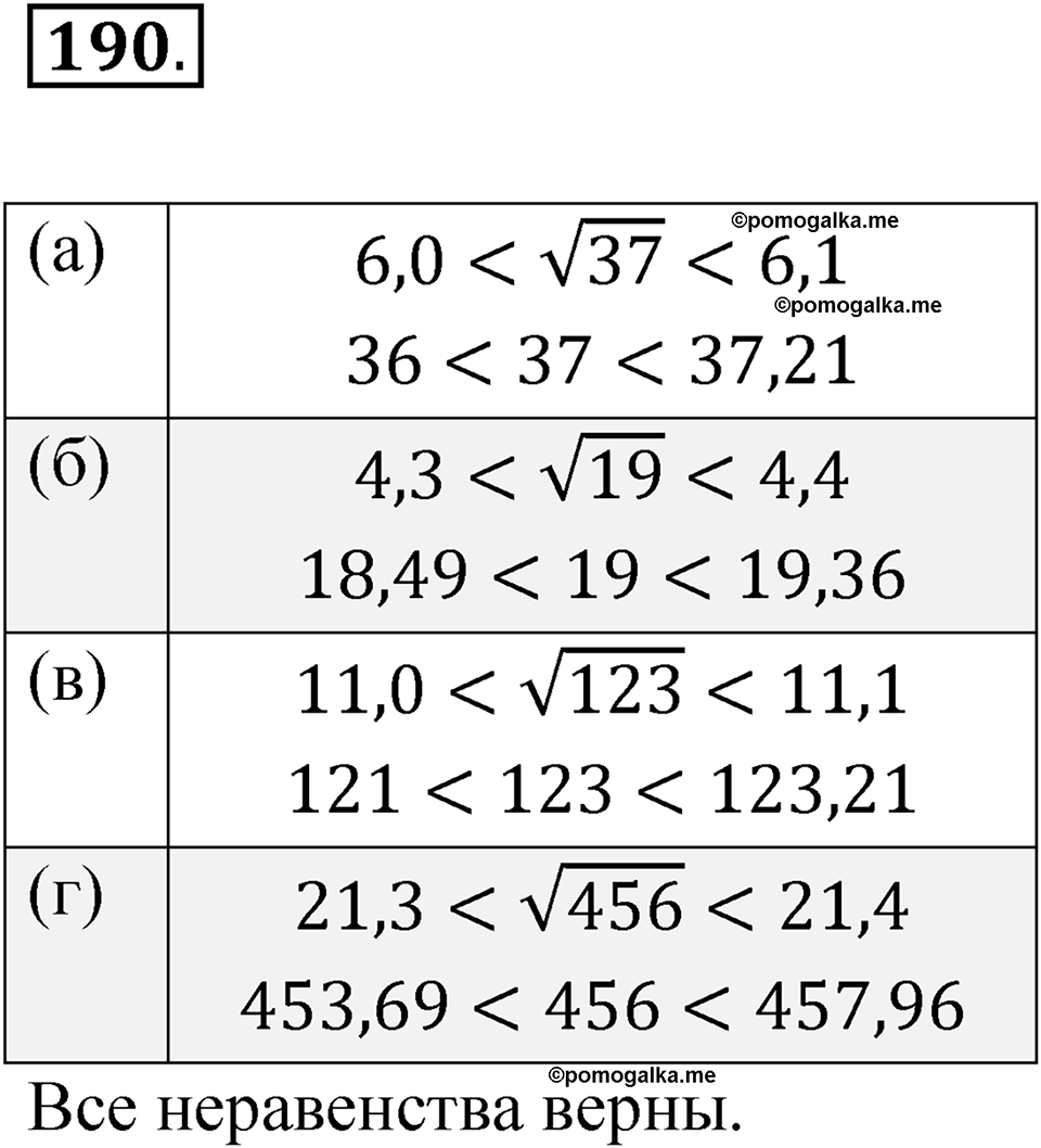 Номер 190 - ГДЗ по алгебре 8 класс Никольский, Потапов с ответом и решением