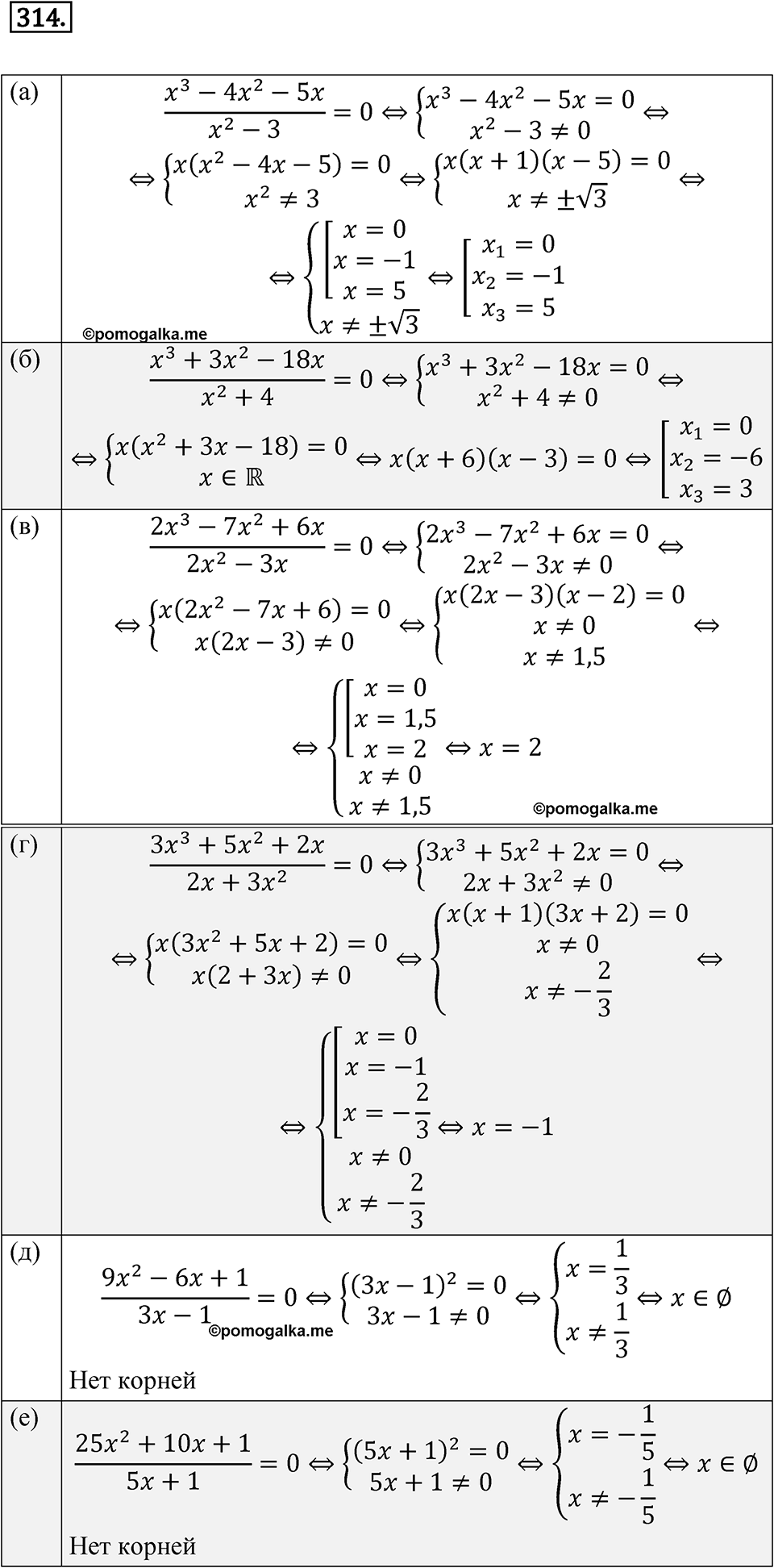 Номер 314 - ГДЗ по алгебре 8 класс Никольский, Потапов с ответом и решением