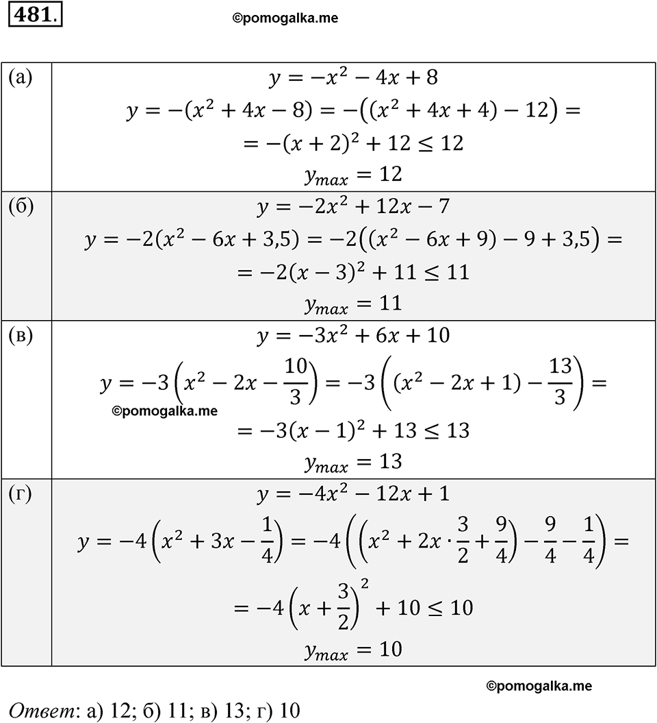 Номер 481 - ГДЗ по алгебре 8 класс Никольский, Потапов с ответом и решением
