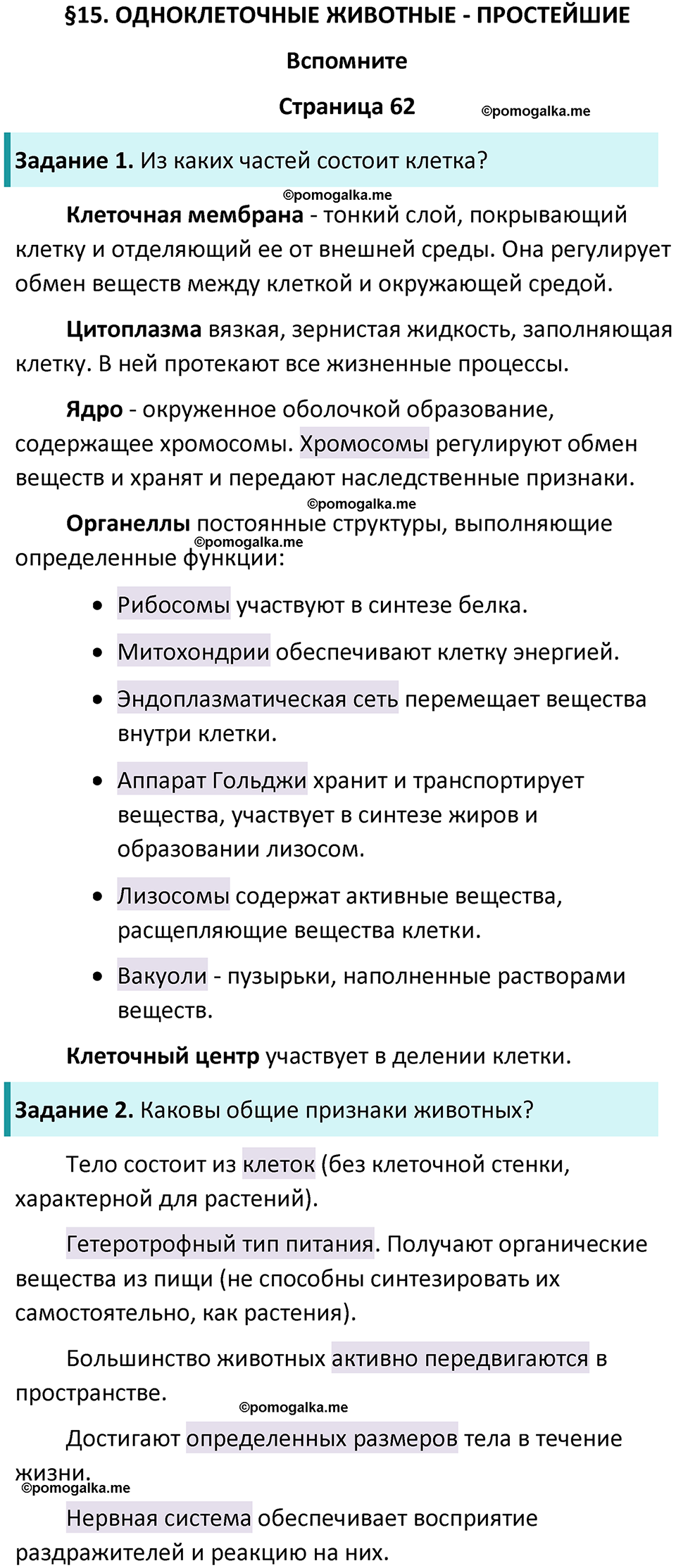 страница 62 биология 8 класс Пасечник, Суматохин учебник 2024 год