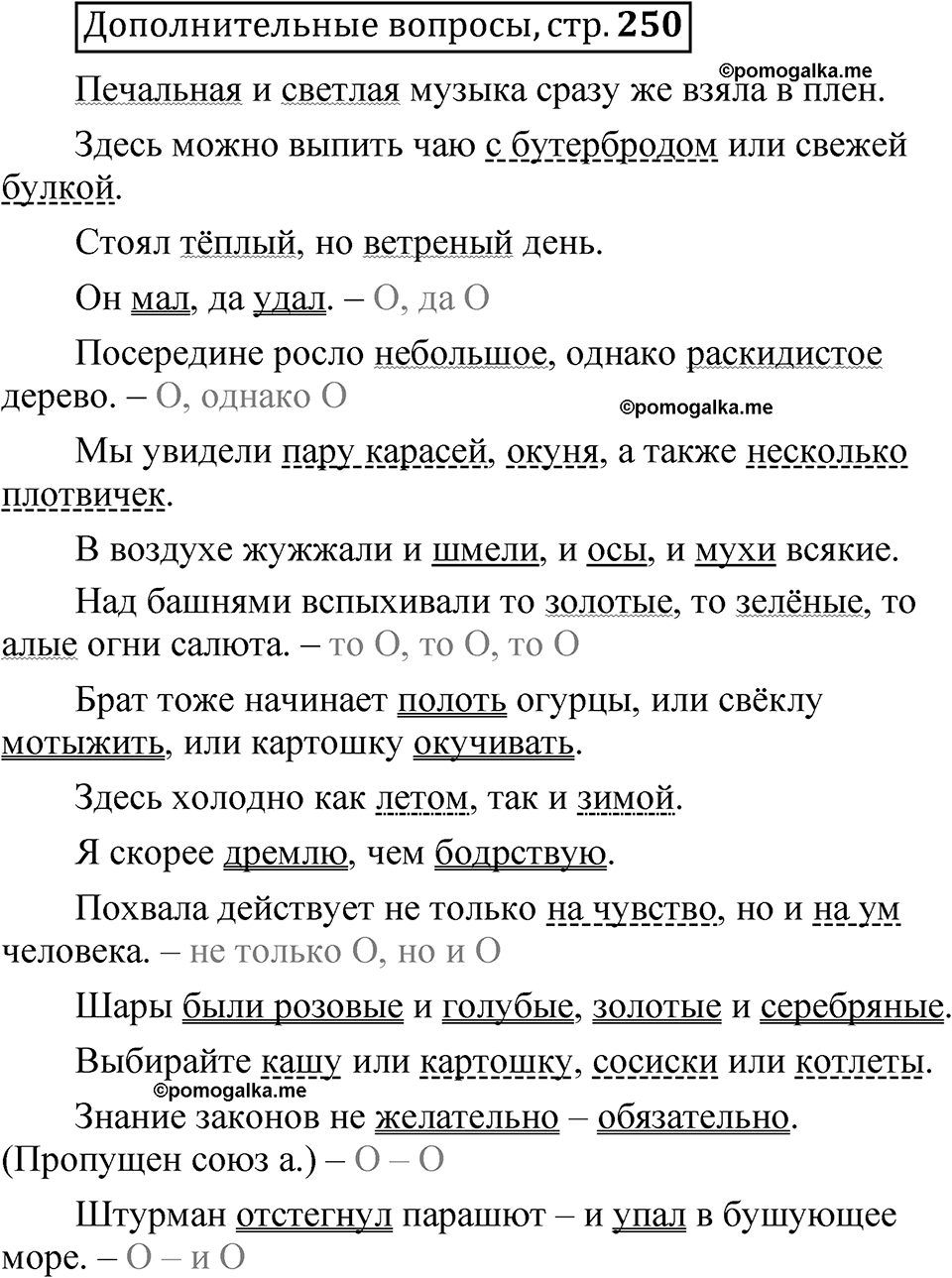 страница 250 Дополнительные вопросы русский язык 8 класс Шмелев 2024 год