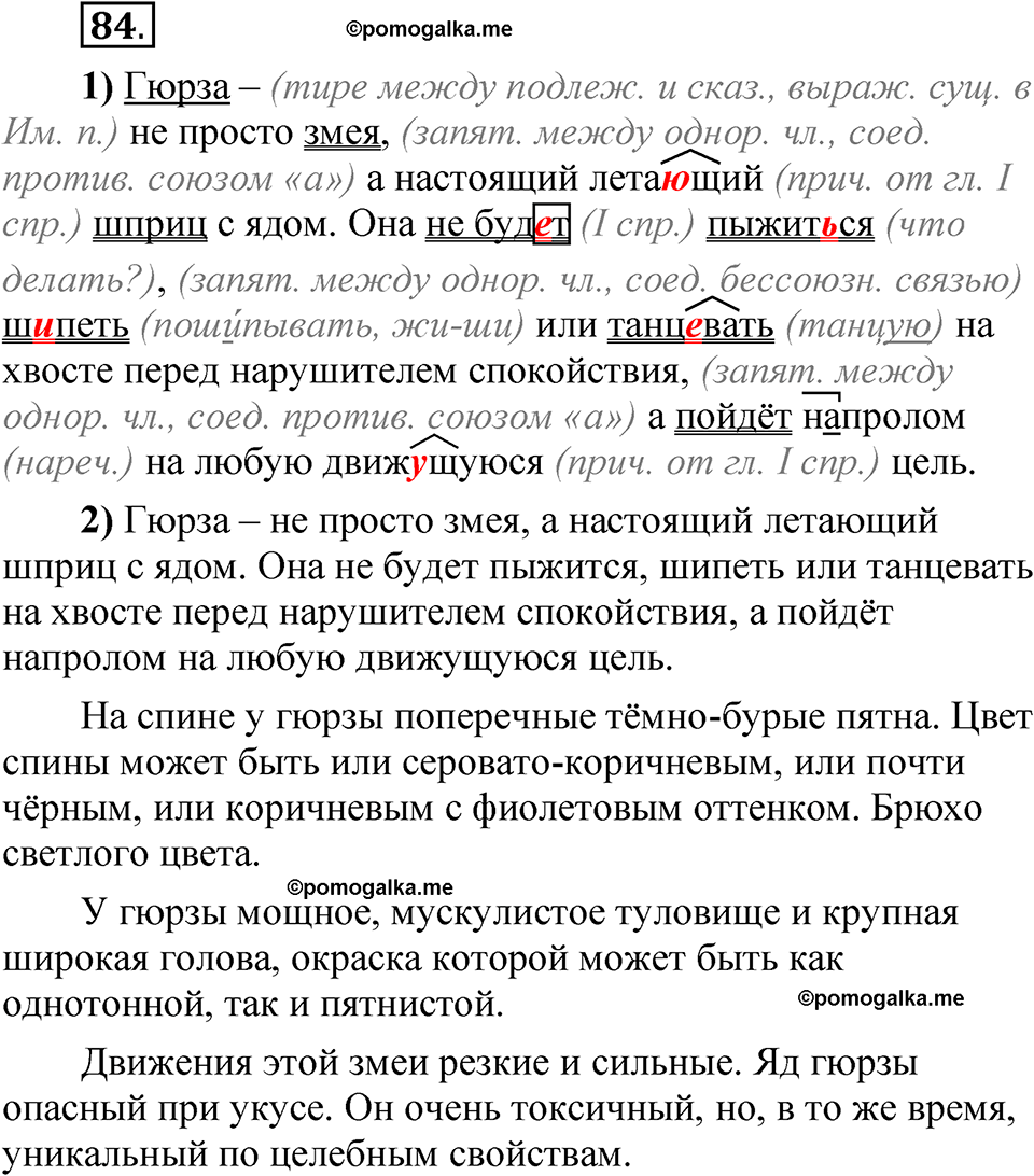 страница 251 глава 3 упражнение 84 русский язык 8 класс Шмелев 2024 год