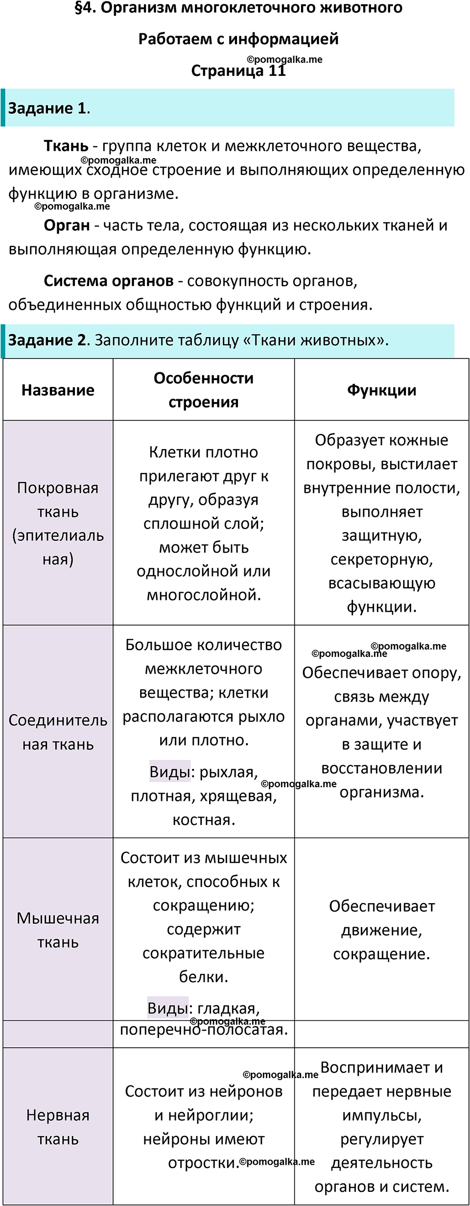 страница 11 биология 8 класс Суматохин, Пасечник рабочая тетрадь 2025 год