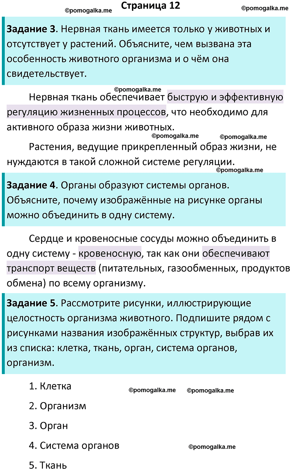 страница 12 биология 8 класс Суматохин, Пасечник рабочая тетрадь 2025 год