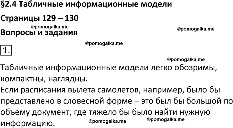 страница 129-130 параграф 2.4 номер 1 учебник по информатике 9 класс Босова 2023 год Просвещение