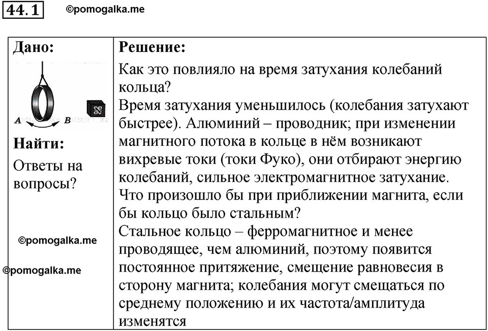 номер 44.1 физика 9 класс Гутник, Власова рабочая тетрадь 2024 год