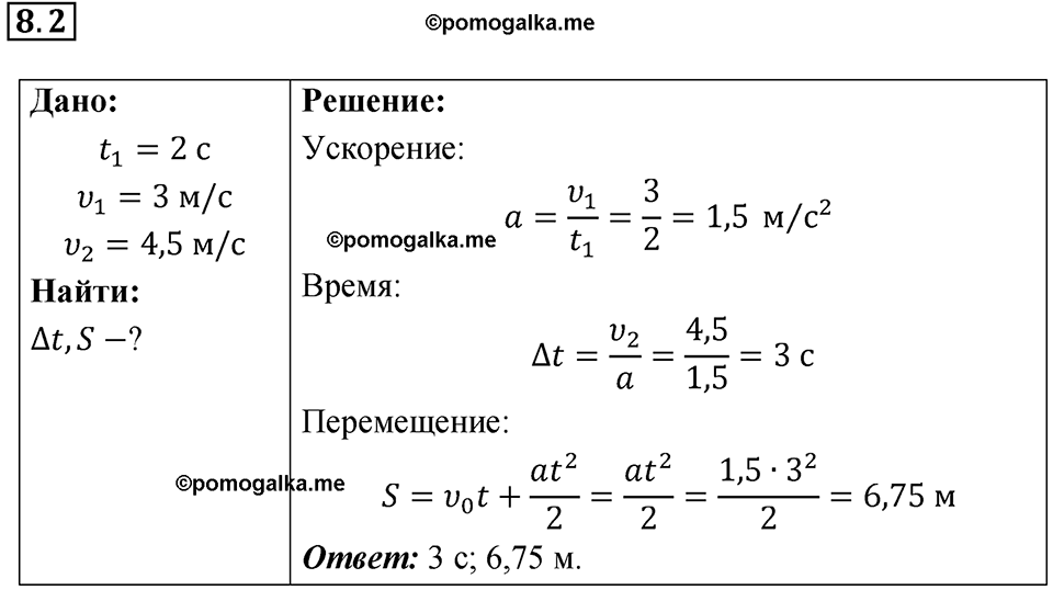 номер 8.2 физика 9 класс Гутник, Власова рабочая тетрадь 2024 год