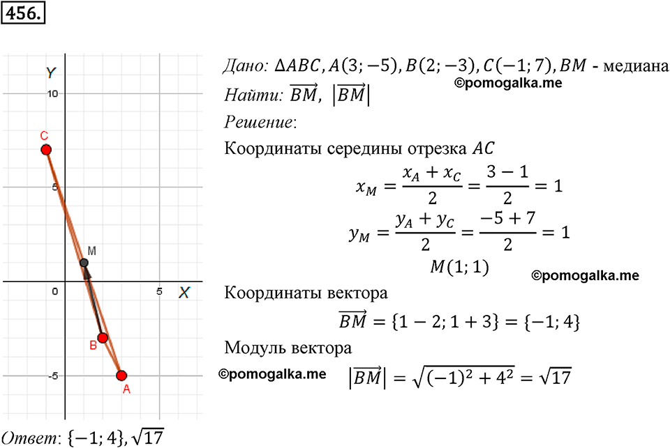 задача №456 геометрия 9 класс Мерзляк