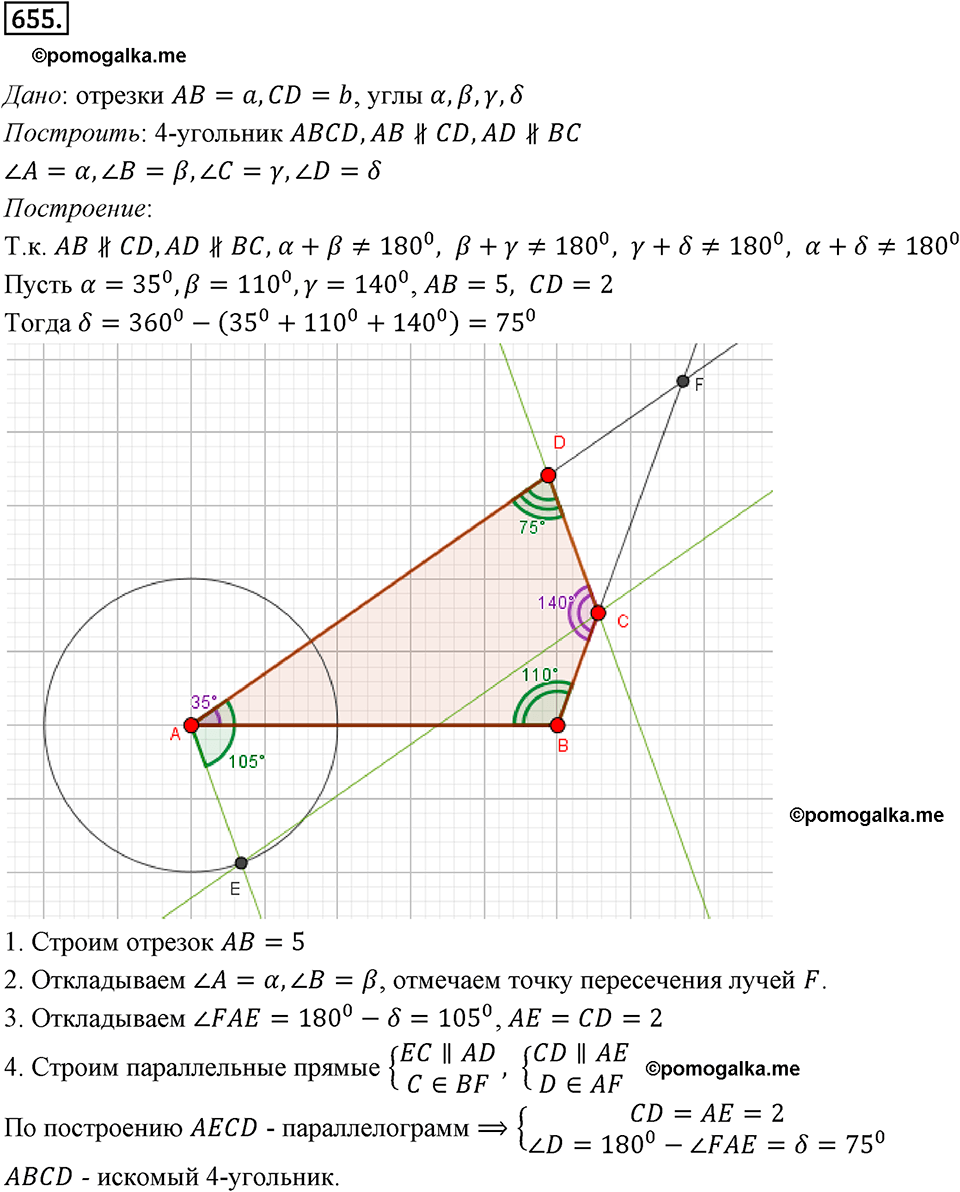 задача №655 геометрия 9 класс Мерзляк